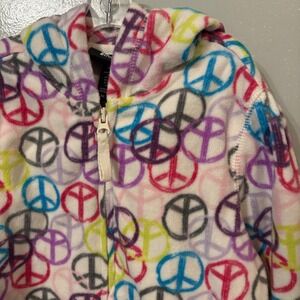 Athletech Peace Sign Fleece Hood Full Zip Sweatshirt Colorful (Girls Medium 7/8)
